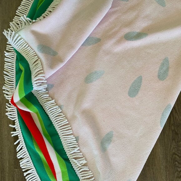 Watermelon Round Beach‎ Towel with Fringe - 59" Diameter, Fun Summer Decor - Picture 2 of 8